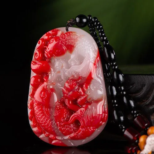 

Xinjiang's Natural Chicken Blood Jade Carp Pendant for Men Has Been More Than One Year In Happy Ever After's Hand Piece Pendant