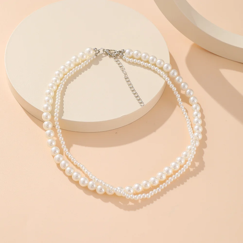 

Simple Wedding Multilayer Pearl Necklace For Women Vintage Fashion Party Elegant Pearls Statement Necklace Collar Jewelry