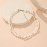 simple wedding multilayer pearl necklace for women vintage fashion party elegant pearls statement necklace collar jewelry