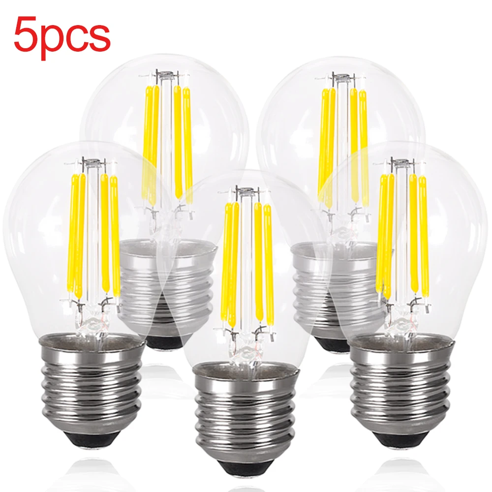 

5pcs Edison Retro Light Bulb E27 E14 2W 4W 6W 8W LED Filament Bulb Light 220V Night Light G45 Glass Candle Light Daily Lighting
