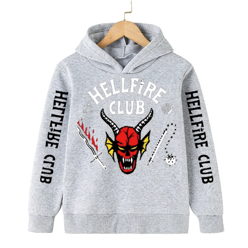 

4-14 Years Kids Stranger Things 4 Clothing Boys Girls Fashion Sweatshirts Spring Autumn Hellfire Club Long Sleeve O-Collar Tops