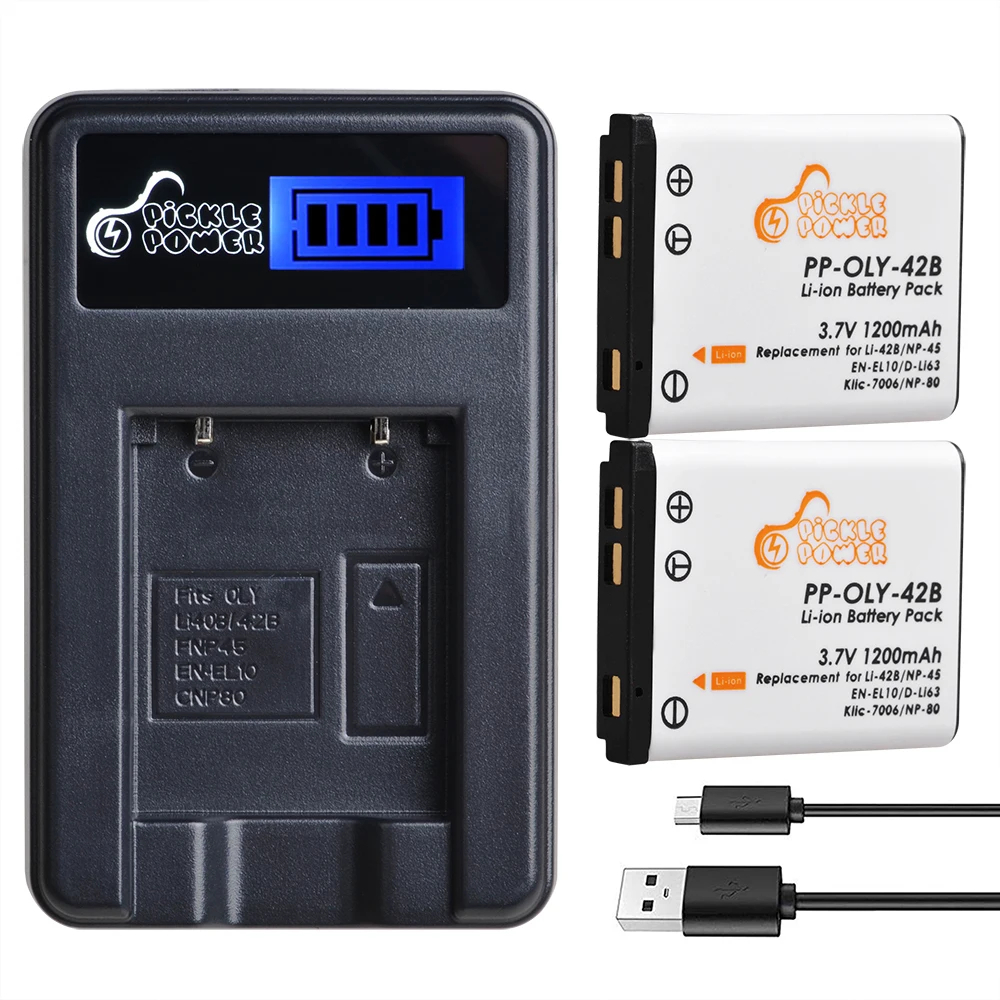 

Pickle Power 1200mAh Li-40B Li-42B EN-EL10 Battery +LCD USB Charger for Olympus for FUJIFILM NP-45 NP 45 NP45 NP 45A 45B 45S