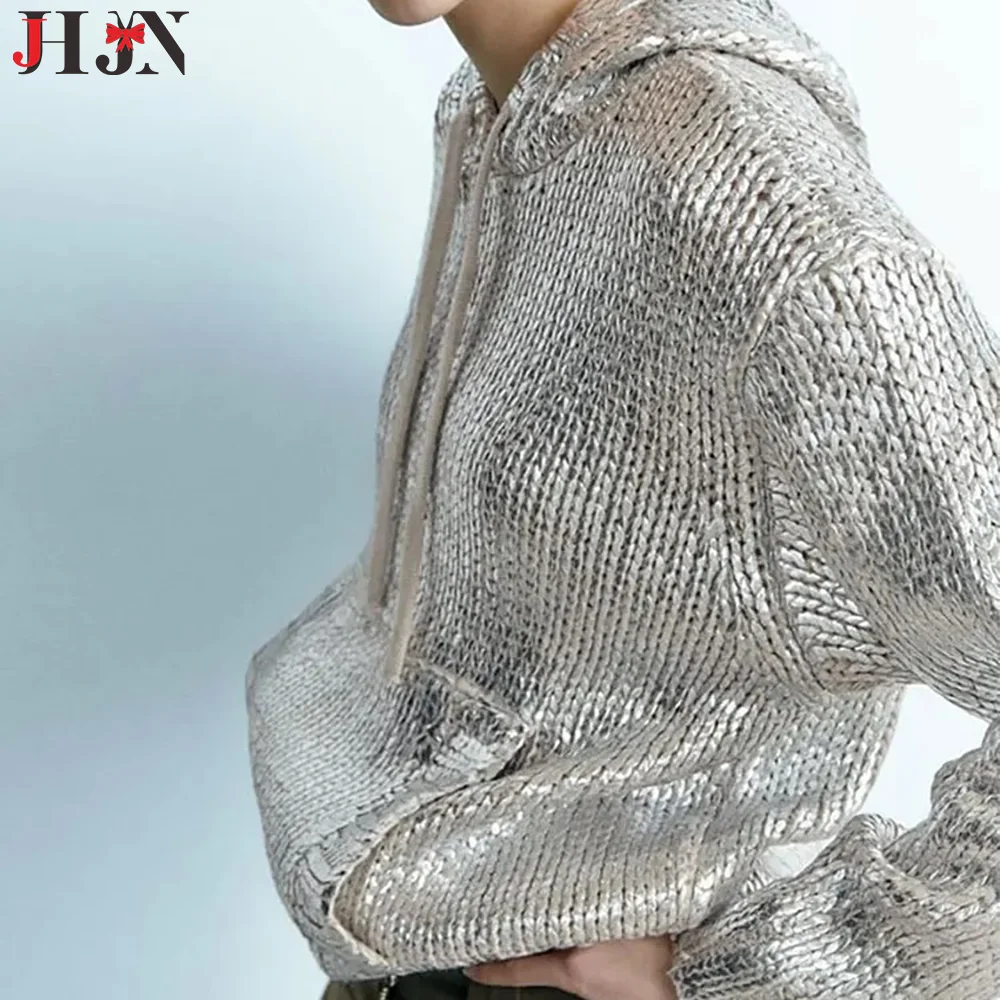 JHJN Кемпинг Открытый женский свитер Персонализированный уличный металлический