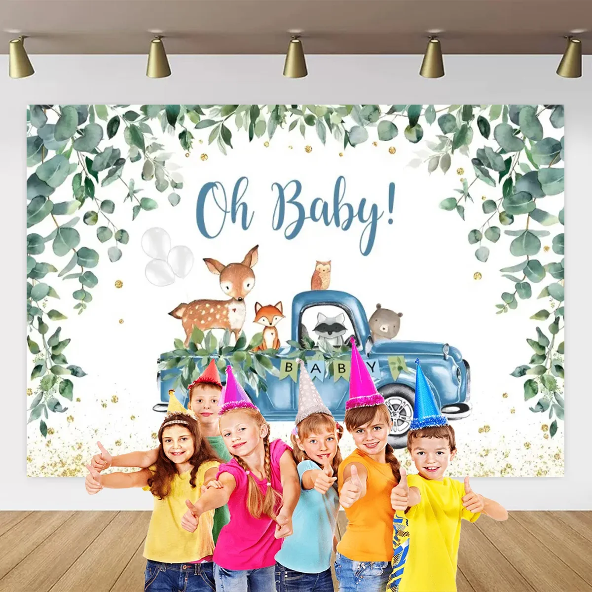 Мультяшный олень детский день рождения декорации джунгли сафари фотография для