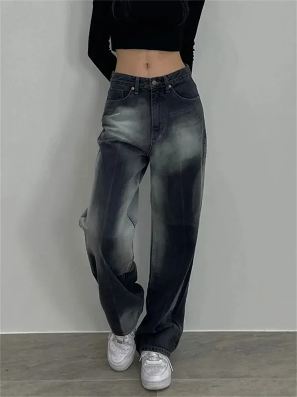 

2023 женские модные джинсы с высокой талией, женские широкие джинсы, мешковатые женские джинсовые капри, джинсы для мам