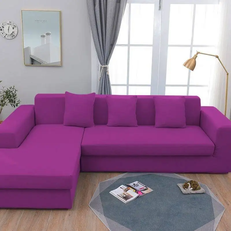 

solid Sofa Cover Couch Cover Spandex Elastic Sofa ma1 Slipcover Protector with Skirt 4 Seater colour_AN2395