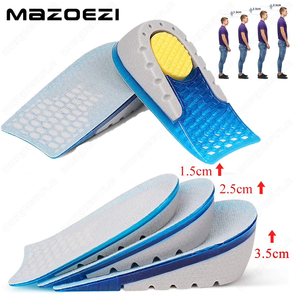 

1.5/2.5/3.5 Cm Up Sneaker Silicone Gel Invisiable Increase Height Insole for Arch Support High-Elastic Orthopedic Inserts Unisex