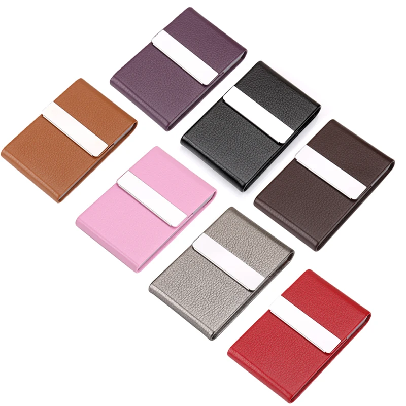 

Держатель для визиток Женский, вместительная сумка для карт из нержавеющей стали и искусственной кожи, дорожный кошелек