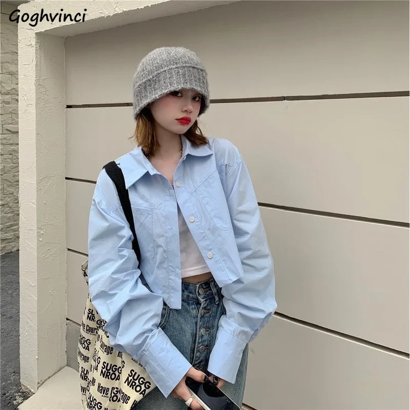 

Shirt Women Solid Korean Style Turn-down Collar Spring Casual Office Lady Sweet Lovely Ins Popular All-match Hot Sale Straight