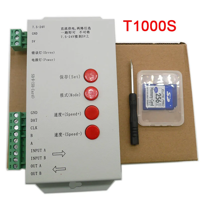Wholesale T1000S Controller for WS2801 WS2811 WS2812B LPD6803 LED 2048 RGB Pixels strip light with 256 SD Card,DC5~24V
