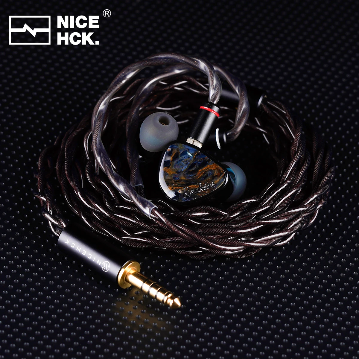 Фото Наушники NICEHCK Rockies 1DD+2 Knowles BA+2 Sonion EST HiFi IEM со сменными 2-контактными разъемами 0.78 и лицевой панелью из натурального пиертерита №5