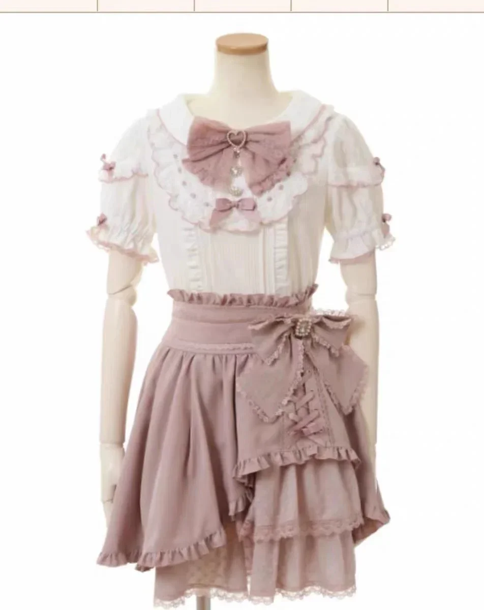 Женская юбка с высокой талией Liz розовая и черная большим бантом перекрестной