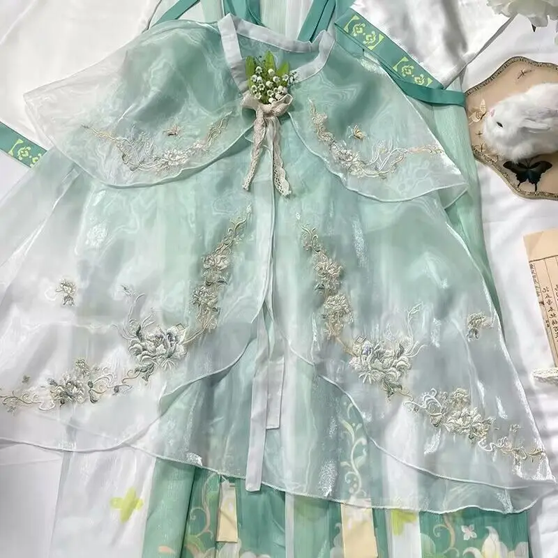 Женское платье 2022 Hanfu яркое зеленое с градиентом в винтажном стиле |