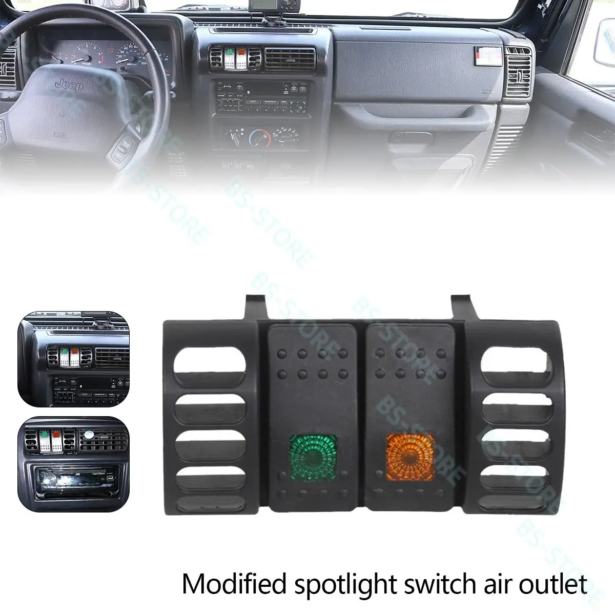 Auto Car Air Vent Switch Panel with 2 Rocker Switches KJ71032 for Jeep Wrangler TJ 1997-2006 Cherokee 1997-2001