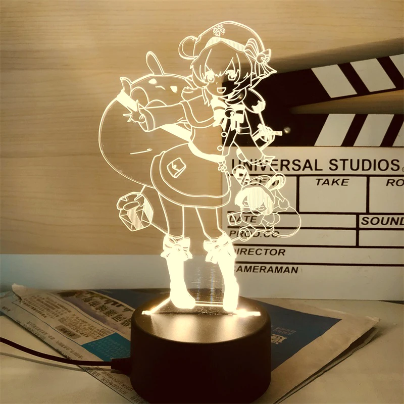 

New Genshin Impact Night Light Hutao Anime Figure LED Lamp Room Decor Adult Kid Gift