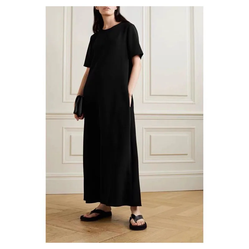 Women's Midi Robe Solid Color Loose Half Sleeve Casual Dress
