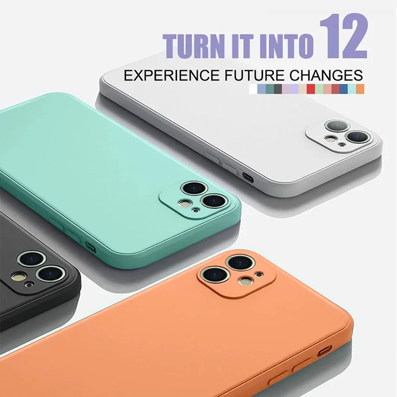

Силиконовый чехол Lov с прямыми краями для iPhone 13 11 12 Pro Max 12 Mini 7 8 Plus XR XS Max, защитный чехол ярких цветов для камеры