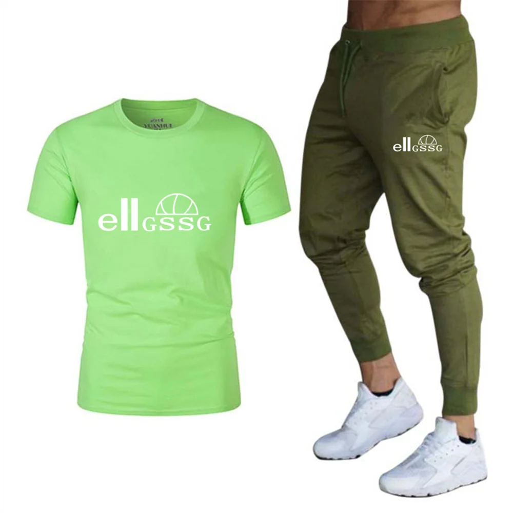 2022 hot sale high quality cotton t shirt summer pants casual suit brand fitness jogging pants t shirt fashion mens top free global shipping