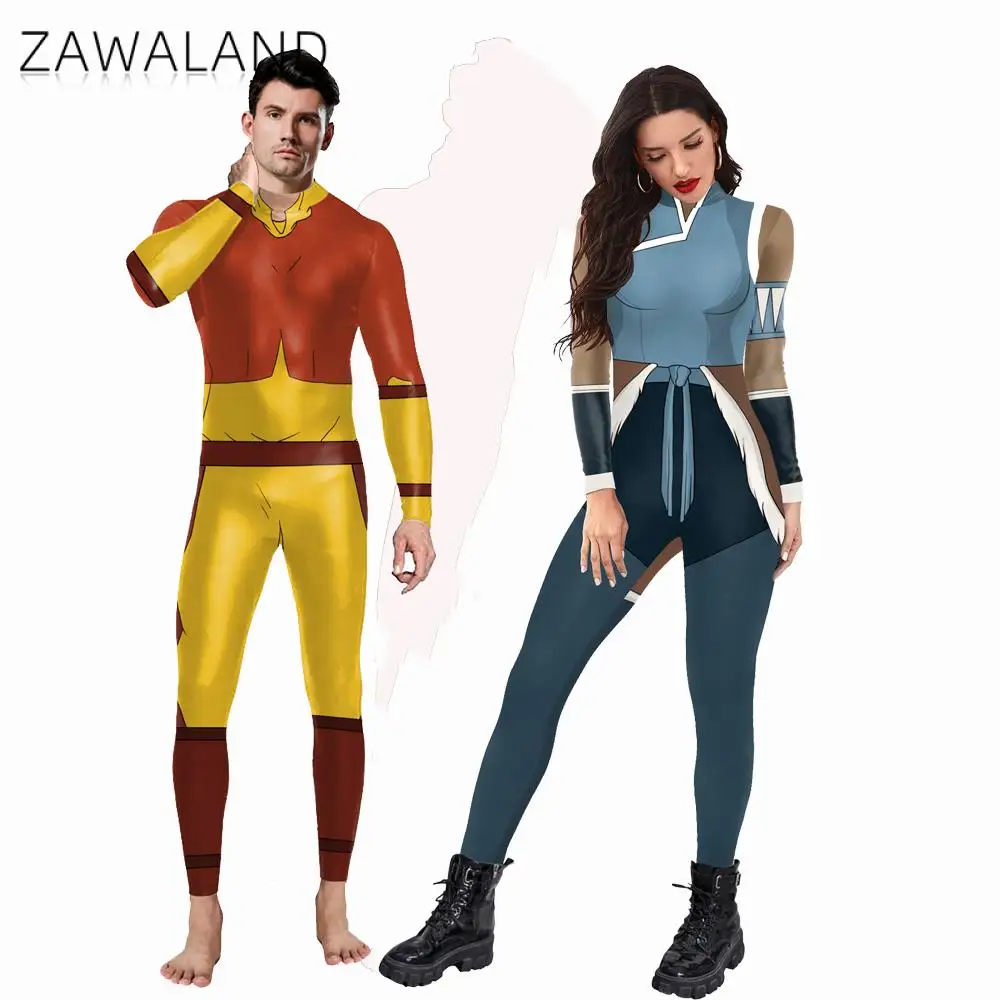 

Zawaland Halloween Cosplay Costume 3D Print Zentai Women Bodysuit Clothes Catsuit Festival Party Garment Men Jumpsuit Anime Suit