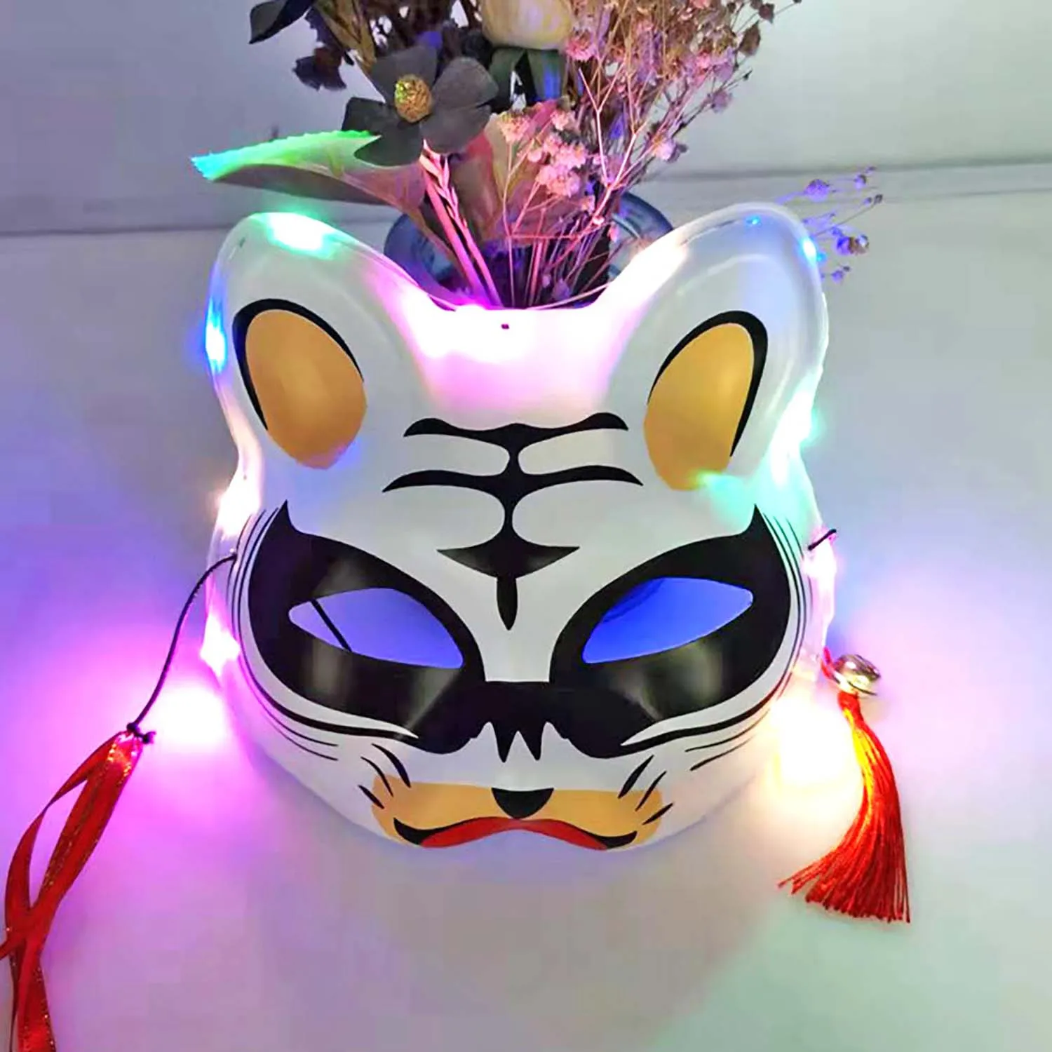 Животные лиса тигр кот косплей маски для взрослых со светодиодсветильник