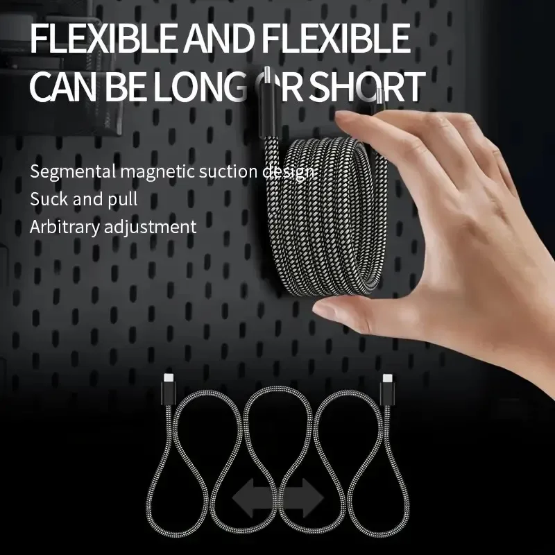 Магнитный автоматический Выдвижной зарядный кабель Type-C быстрая зарядка и