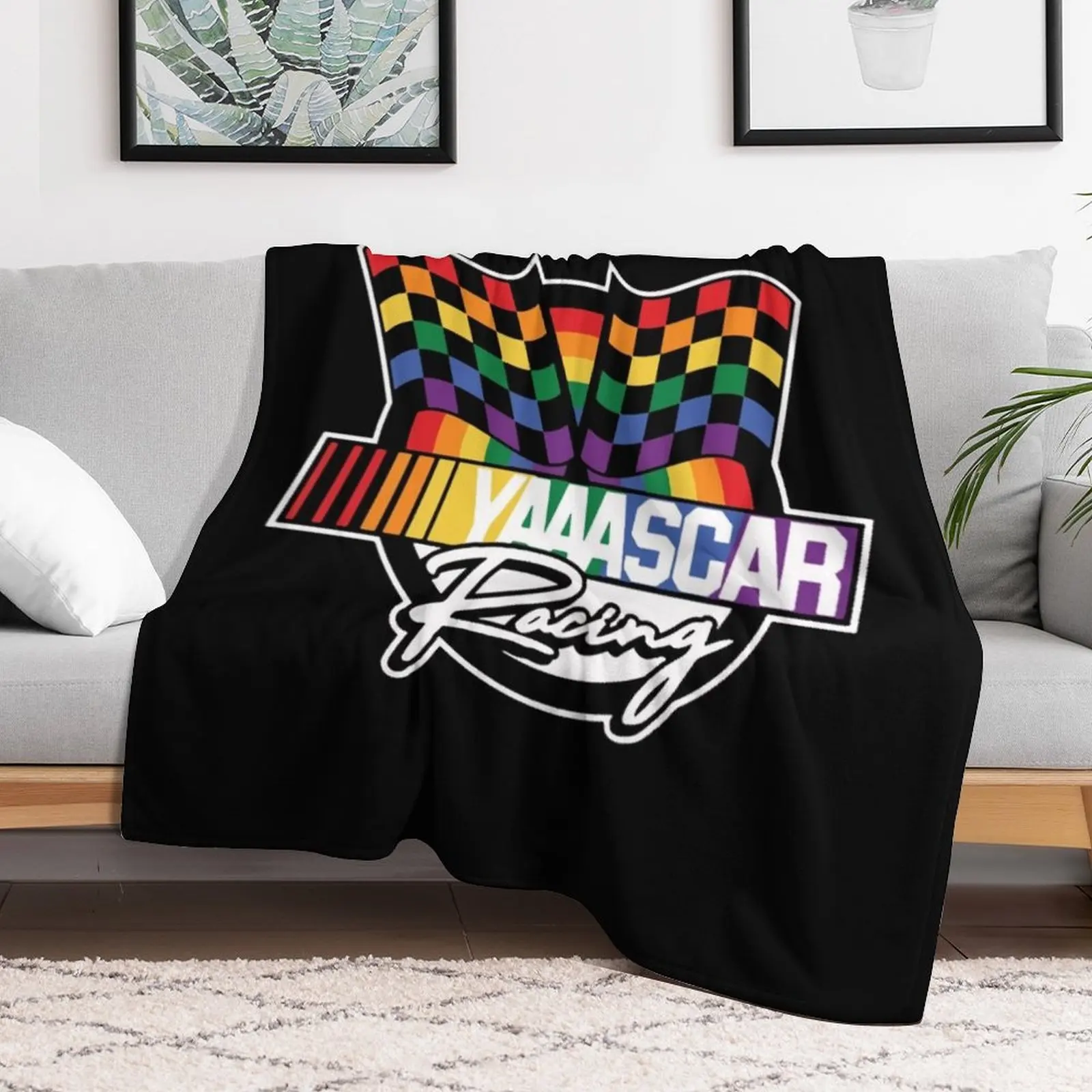 NASCAR клетчатый флаг YAAASCAR пледы диваны волосатые одеяла на заказ
