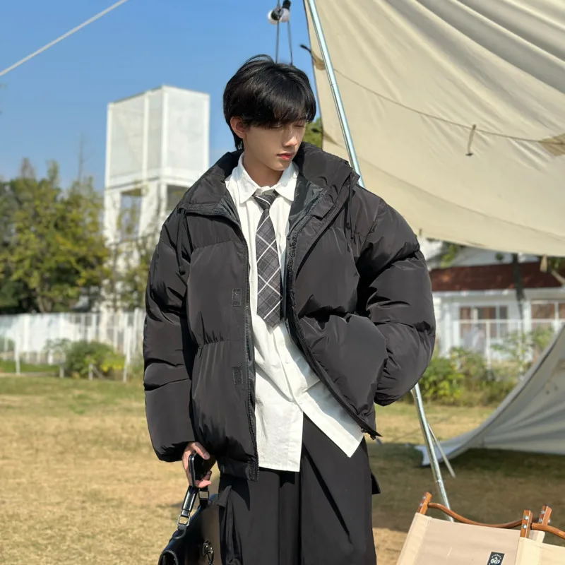 Winter Jacket Men Warm Fashion Oversize Grey Black Thicken Jacket Men Streetwear Korean Loose Thick Short Coat Mens Parker S-2XL