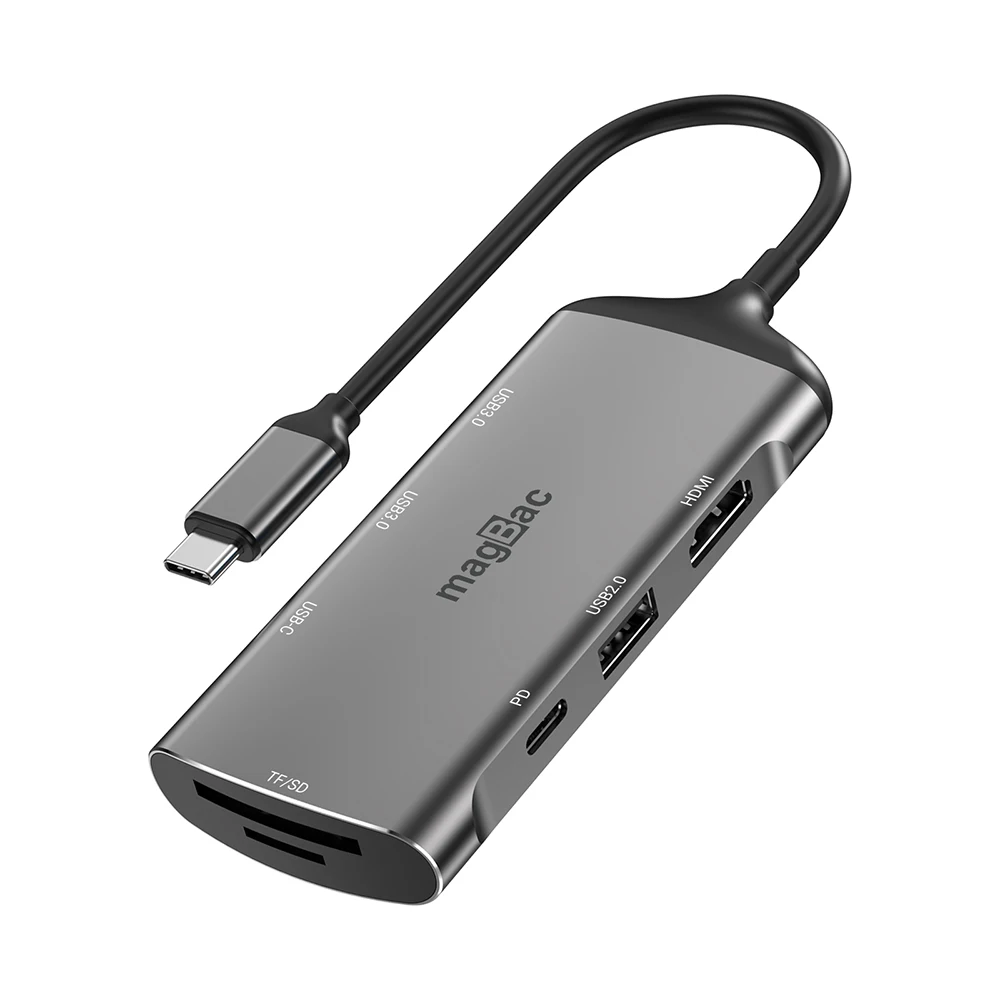 

USB-концентратор MagBac 8 в 1, адаптер 3,0 Type C, USB-концентратор на 4K HDMI SD TF для MacBook Pro Air ASUS, аксессуары для ноутбуков, USB-разветвитель C04