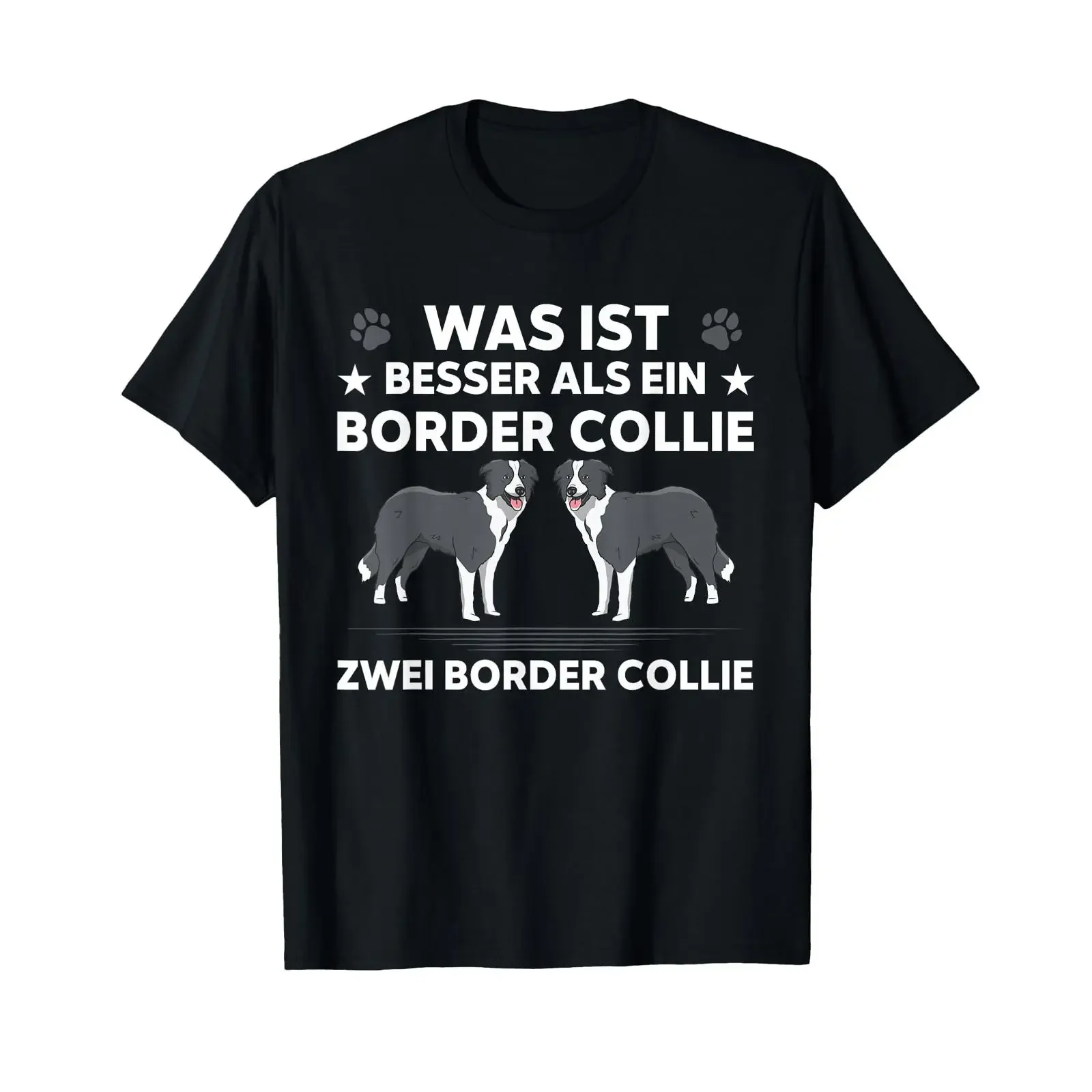 Фото Черная винтажная футболка с принтом Border Collie Two, универсальная, повседневная, эластичная. №1