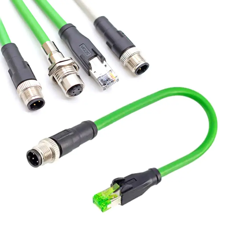 

4Pin D-code M12 to RJ45 Connector Cable Female Male Wire Connector Profinet Cord Cat Ethernet Line for Router Switch Servo Motor
