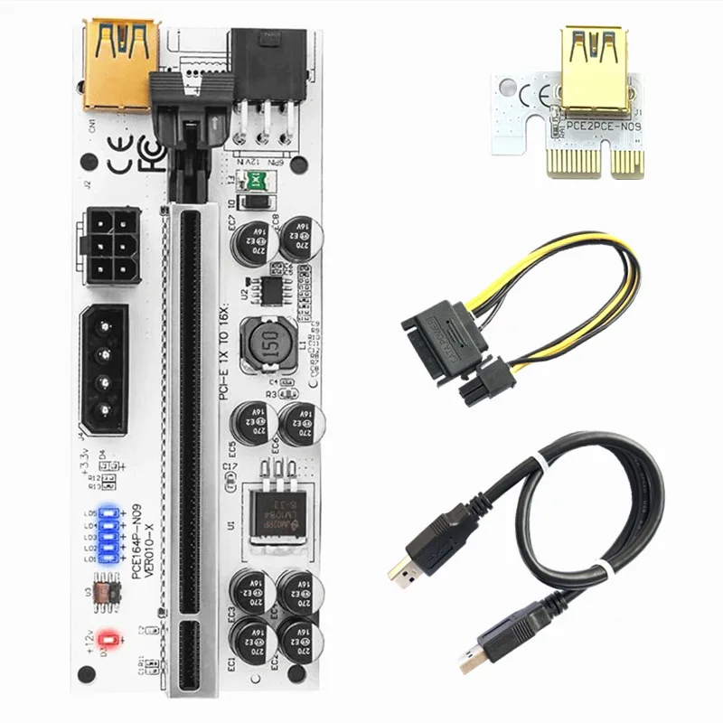 

1 шт., Райзер VER010, USB 3,0, PCI-E Райзер, быстрое подключение кабеля для видеокарты X16, Райзер-карта PCI-E для майнинга ПК