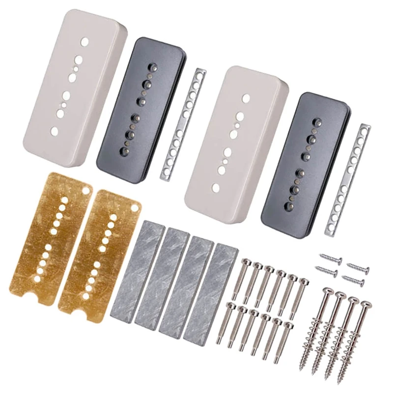 

1 Set Guitar Humbucker Pickup Kits Brass Coverand Baseplate Silver Pole Screws For Electric Guitar Accessories