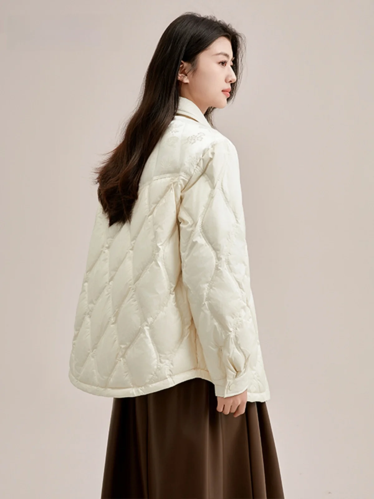 Duck новый китайский пуховик женская рубашка с воротником тонкая зима 2024 новая