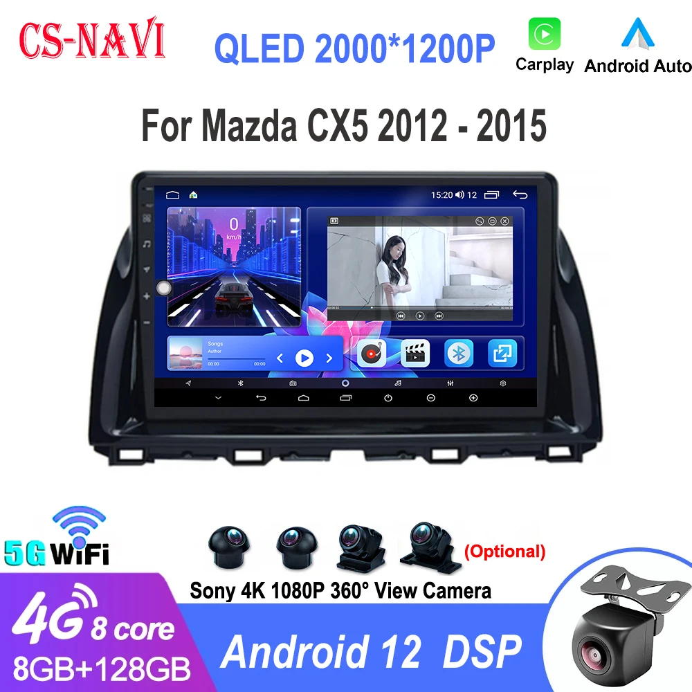 

2din Android 12 Car Radio For Mazda CX5 CX-5 2012 2013 2014 2015 Auto Gps Navigation Stereo Multimedia MP5 Player 10.1"Carplay