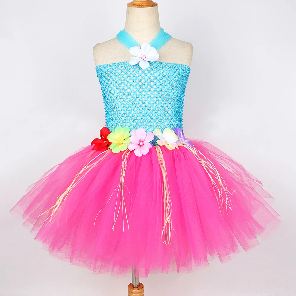 Цветы гавайская яркость для девочек яркие балетные платья детей танцевальная