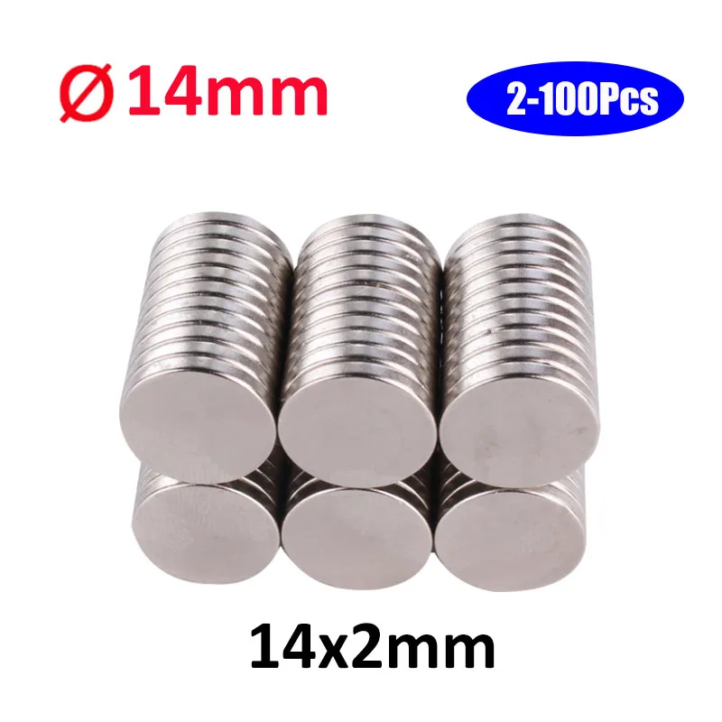 

2-100pcs Dia Ø14mm 14x2mm Round Neodymium Magnets Rare Earth Strong Powerful Permanent Fridge NdFeB Magnet DISC