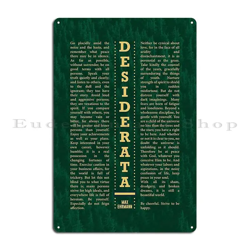 Desiderata Макс эрманн типография печать 27 литературный плакат металлический знак