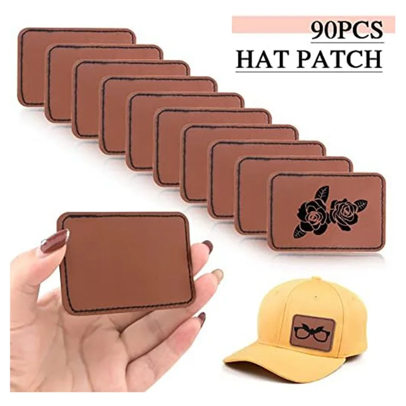 90Pcs Laser Engraving Blanks Blank Leather Patch for Hat Wear- Not Easy To Fade