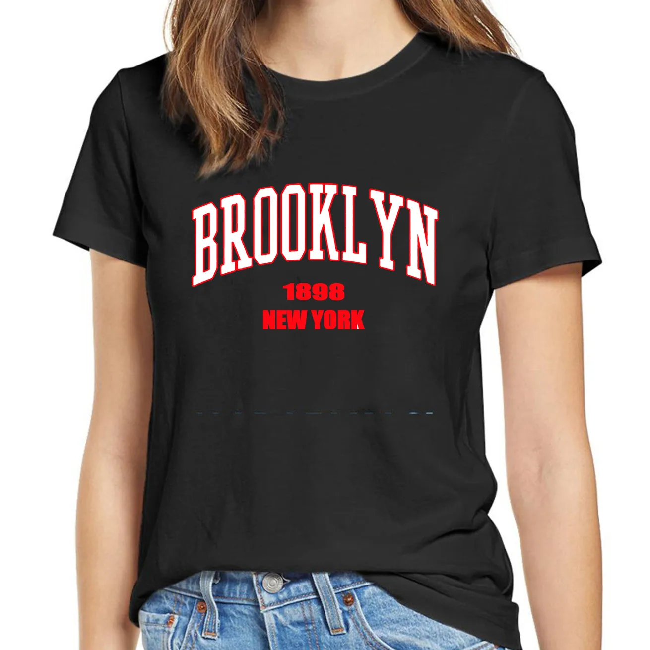 

Usa Brooklyn 1898 New York Women Funny T Shirt Girl Y2K 90s Harajuku Kawaii Graphic Tees Unisex Cartoon Clothes,Drop Ship