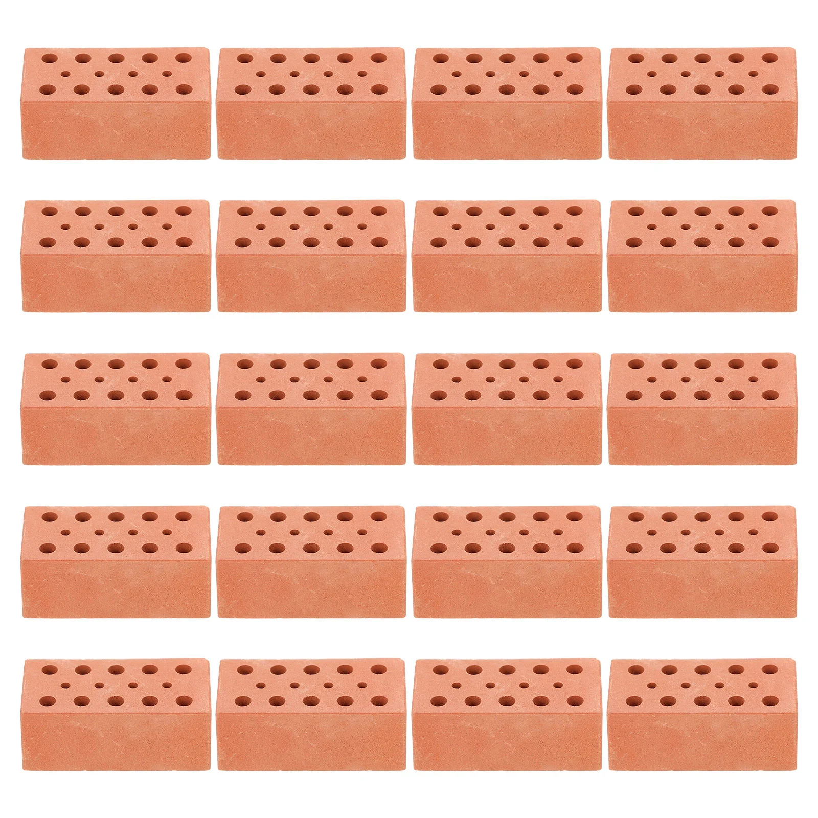 

20 Pcs Red Brick Simulated Child Desk Decor Landscaping Accessories Clay Micro Landscape