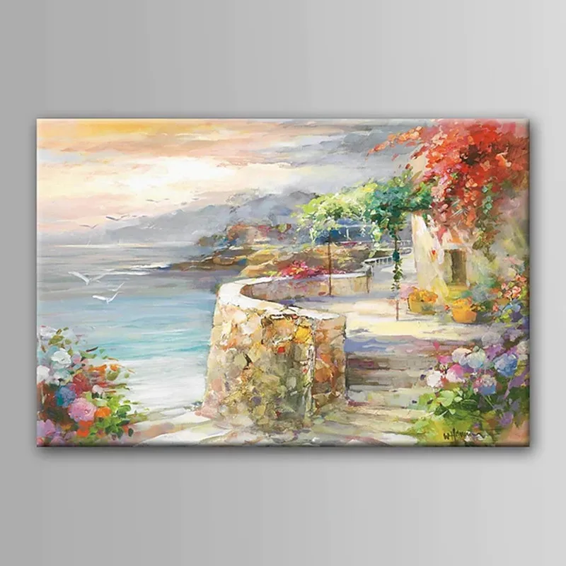 

Handmade Oil Painting Canvas Wall Art Decoration Landscape Garden Rural Sea for Home Decor Rolled Frameless Unstretched Painting