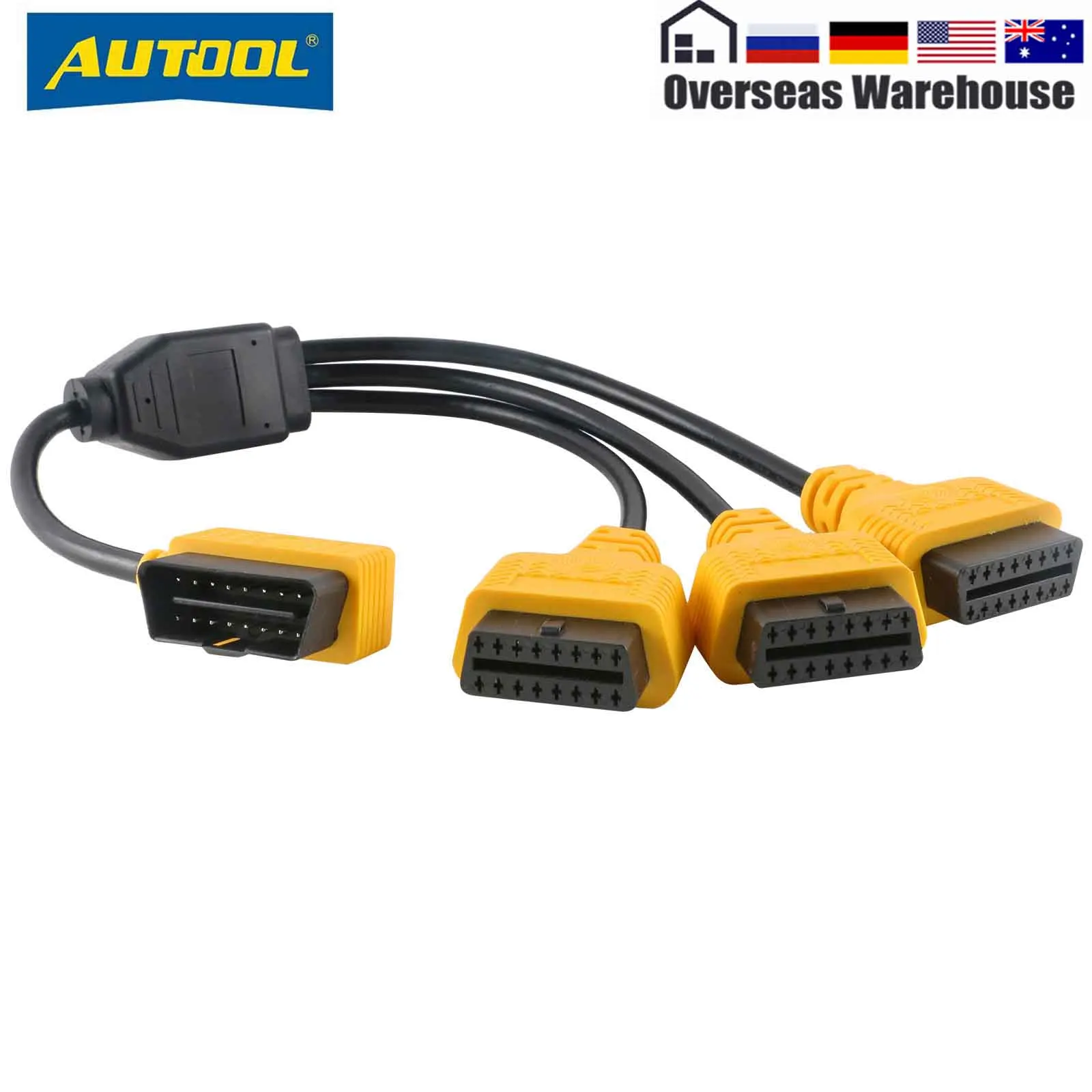 AUTOOL 1 к 3 OBD2 Кабельный разъем универсальный 16-контактный OBDII штекер-гнездо