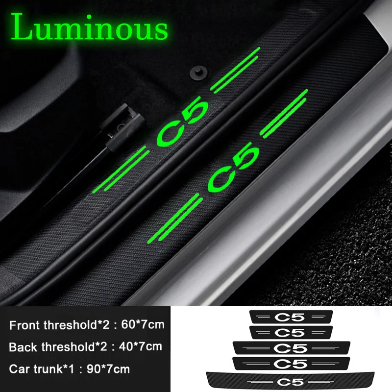 

Luminous Car Door Sill Protector Plate for Citroen C5 Logo Picasso Saxo DS1 Berlingo Xsara Rear Trunk Bumper Threshold Stickers