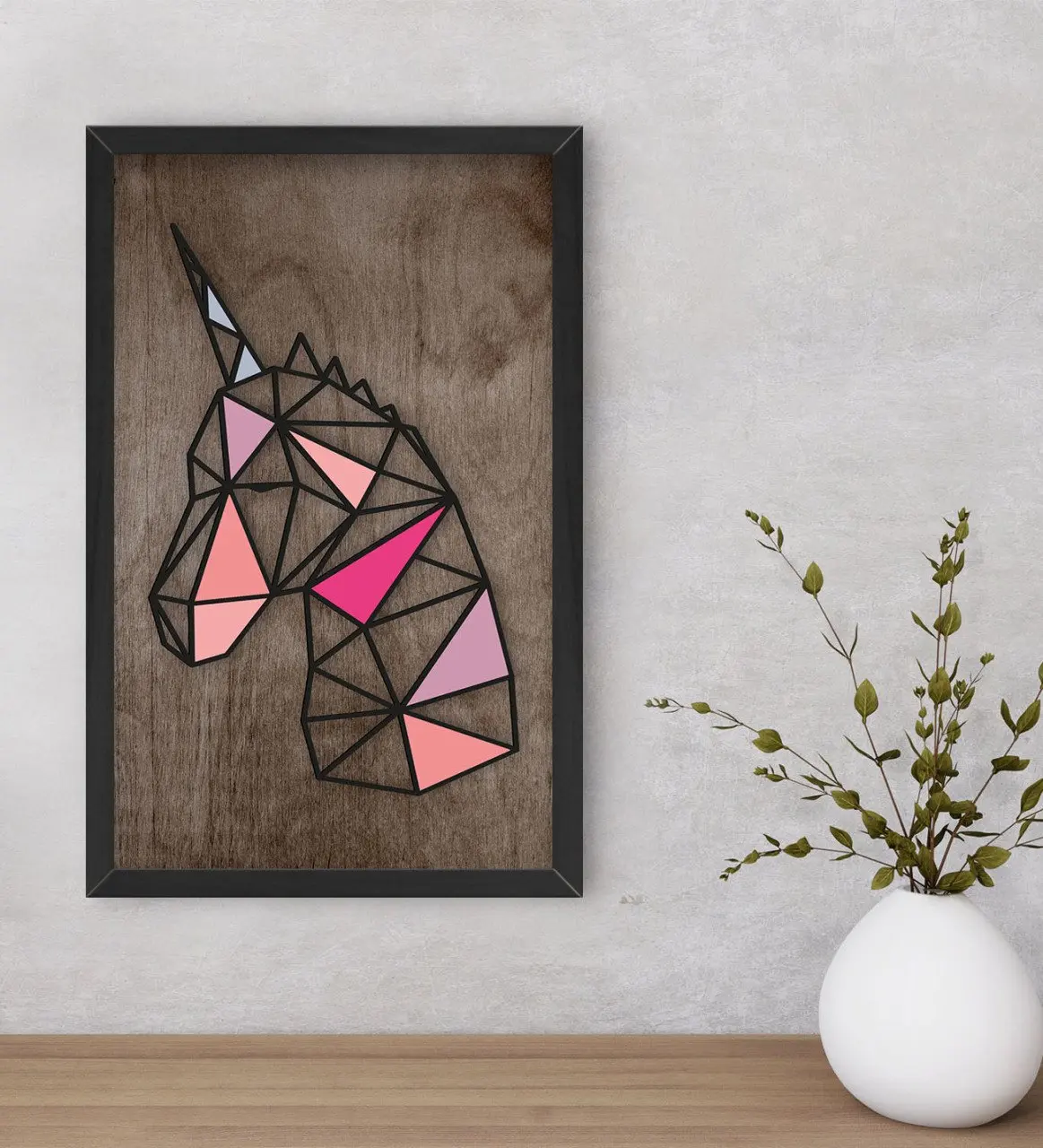 

BK Home Unicorn Decorative Wood Black Framed Tablo-2