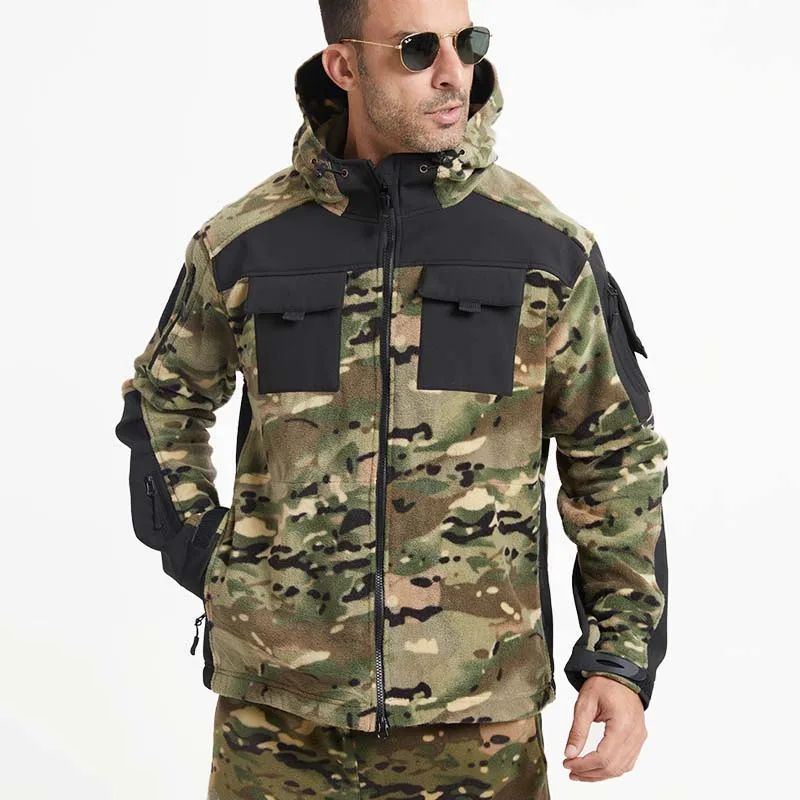 Зимняя тактическая Мягкая флисовая куртка Мужская теплая полярная уличная