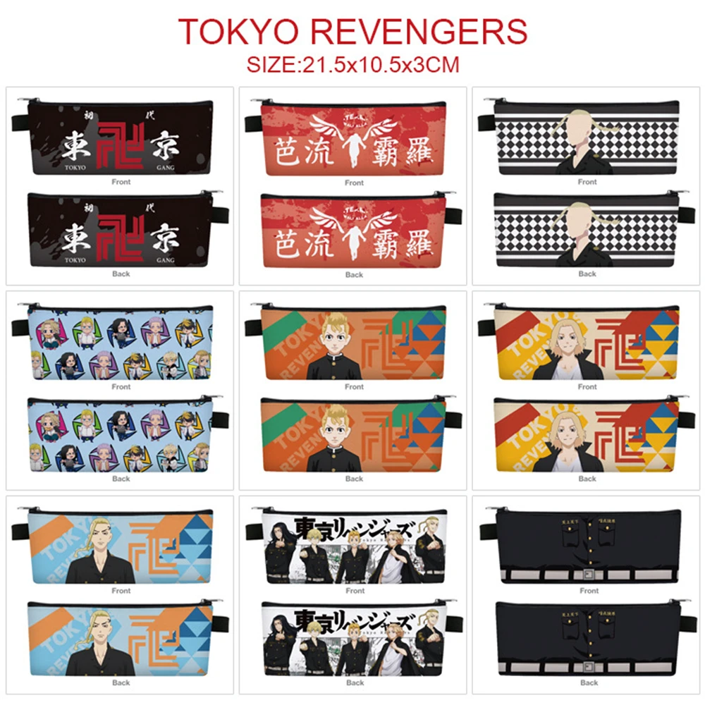 

Anime Tokyo Revengers Small Pen Bag PU Zip Pencil Case Student Cartoon Printing Cosmetic Cases Unisex Stationery Supplies Gifts