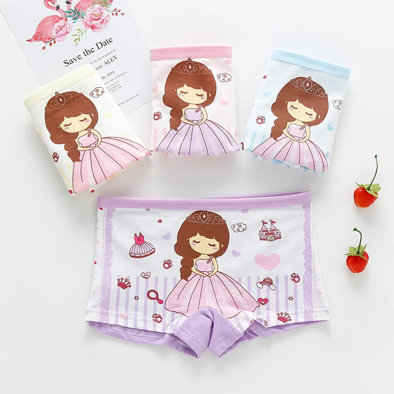 

4Pcs/Lot Yound Girls Underwear 100% Cotton Panties For 1-9Years Baby Kids Short Briefs Toddler Children Cartoon Underpants