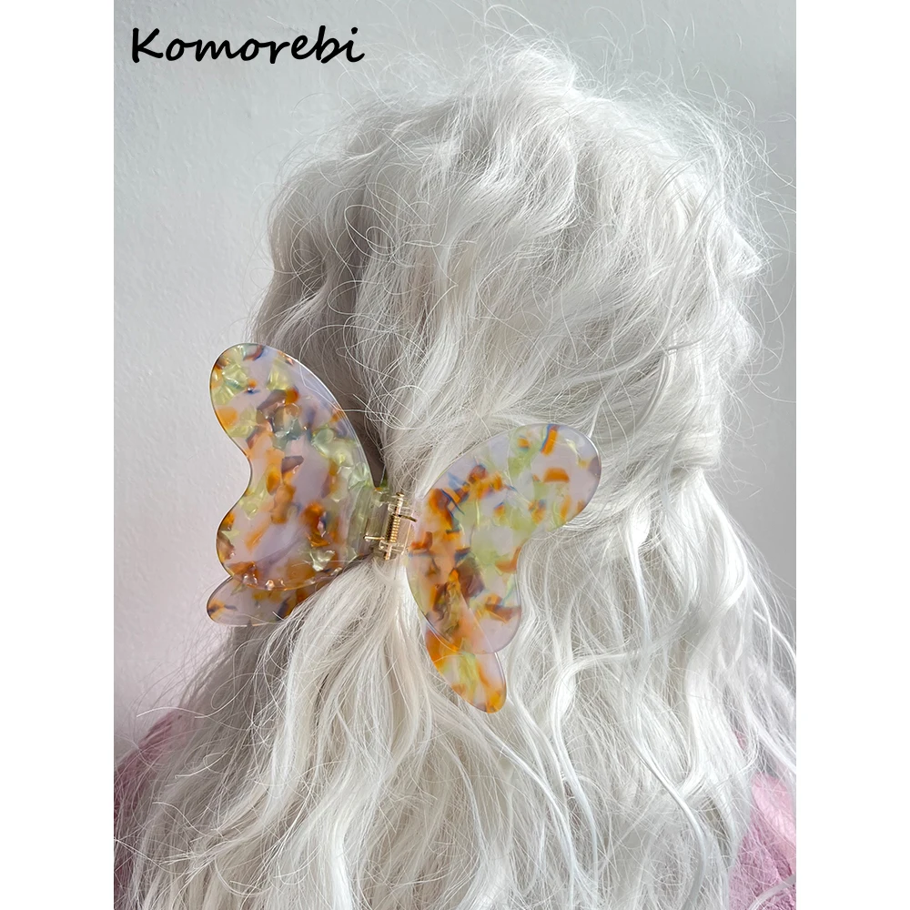 

Милый разноцветный цветочный зажим для волос в виде бабочки, яркого размера, женский зажим для волос для вечеринки, новинка 2022