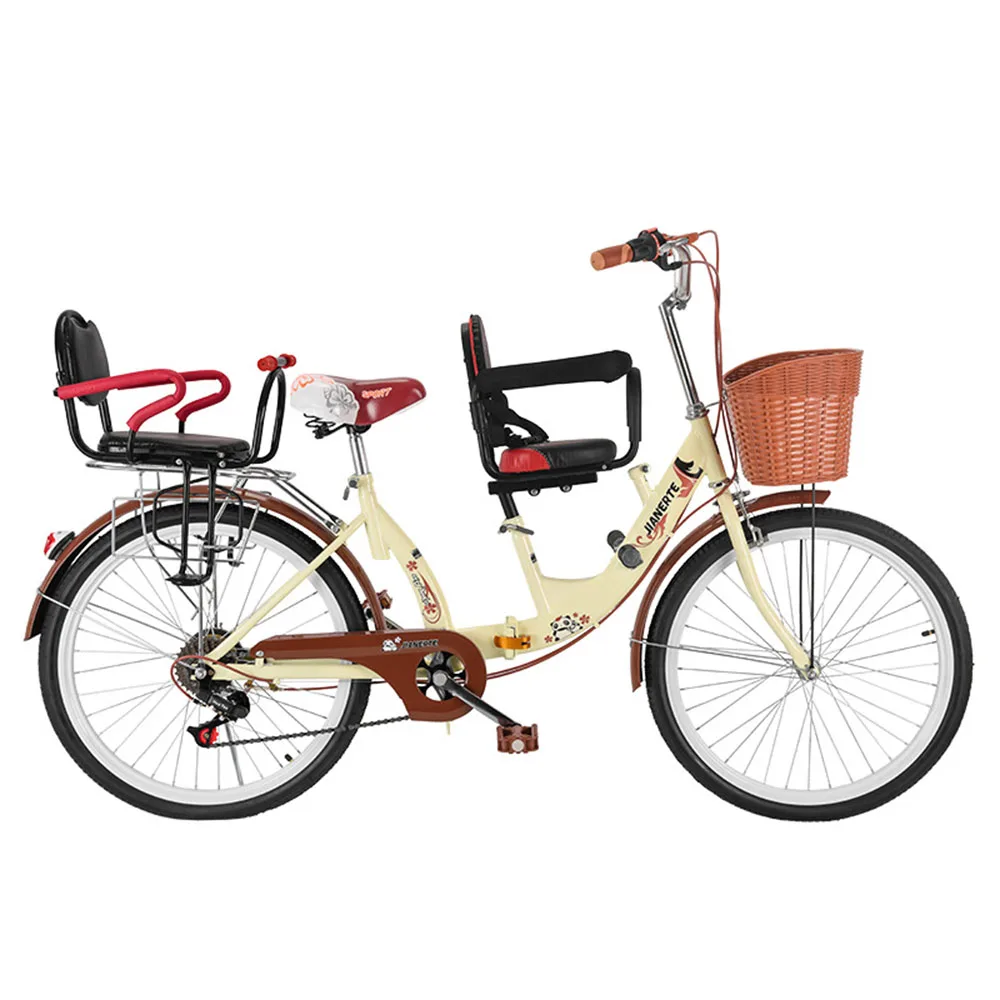 

Folding Bicycle Parent Child Bike Two Seats Design Adjustable Height Anterior Posterior Position 7 Speed Pedal Vehicle