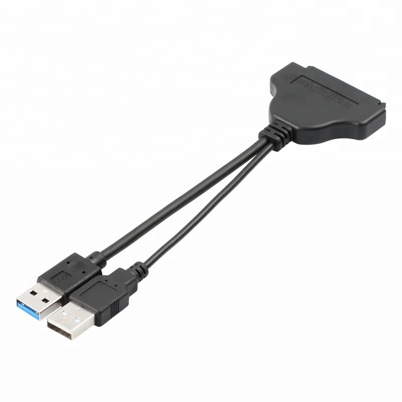 Двухпортовый адаптер Dual USB 3.0 к SATA 3G с опциональным питанием для 2,5-дюймового HDD SSD III жесткого диска ПК ноутбук.